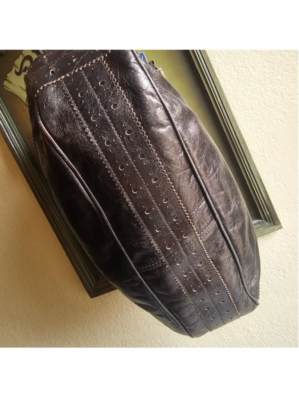 Burberry Metallic Bronze Leather Hobo Shoulder Bag with COA